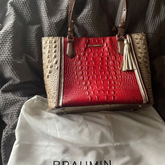BRAHMIN CROC EMBOSSED MELBOURNE LEATHER MED./LARGE SATCHEL TOTE NWT & REGISTRAT - Picture 5 of 16
